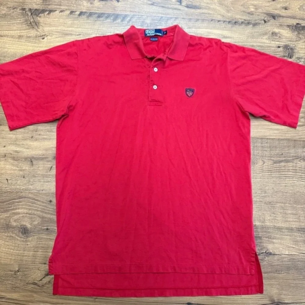 VTG‎ Polo Ralph Lauren SS Polo Mens Medium Golf Crest Fine Cotton Red Preppy